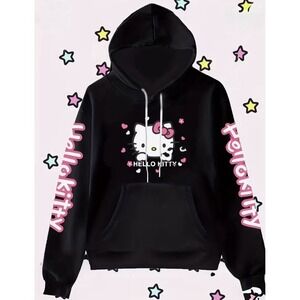 HelloKitty Woman Fashion Hoodie - Cozy Fleece Pullover with Drawstring Hood New